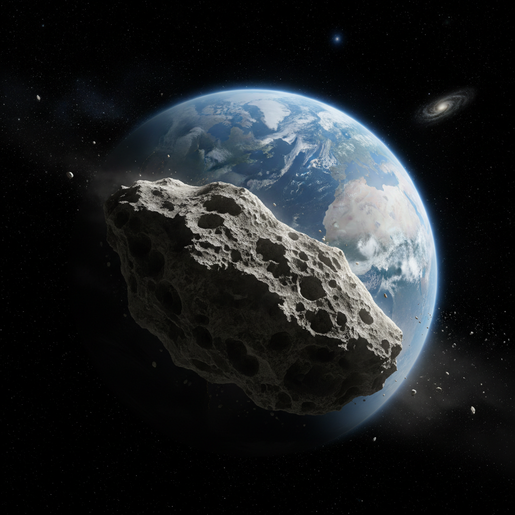 アポフィス 2029 地球接近を示す、静止軌道より内側を通過する小惑星と地球の位置関係のイメージ図